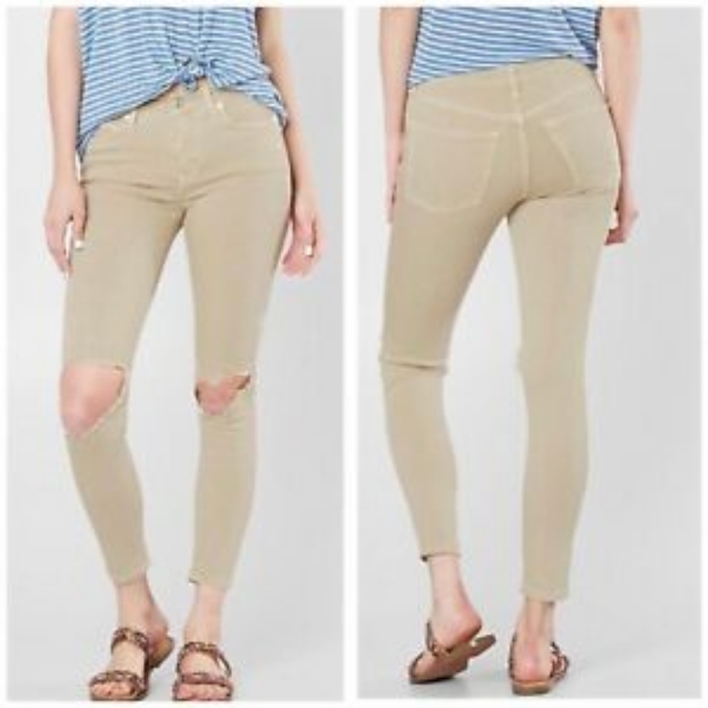 Free People khaki denim skinny jeans - Picture 2 of 9